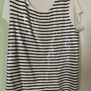 Old Navy Blue and White sequin top XXL